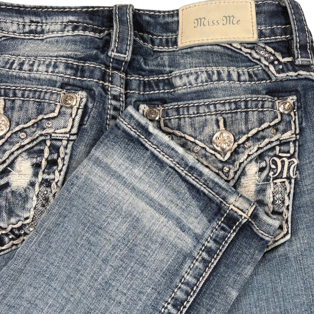 Miss Me Low Rise Straight Jeans Womens 24 Distressed Y2K Western Boho J44FT84S